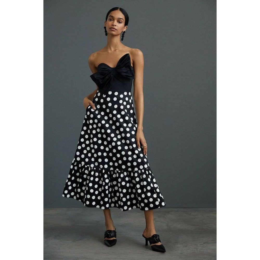 Hutch polka dot bow dress - black and white